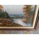 Средна картина масло на платно Испания , уникална двойна рамка трезор - 3588